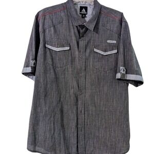 Infringement Mens‎ Shirt Short Sleeve Gray Button Up Size XXL Pockets